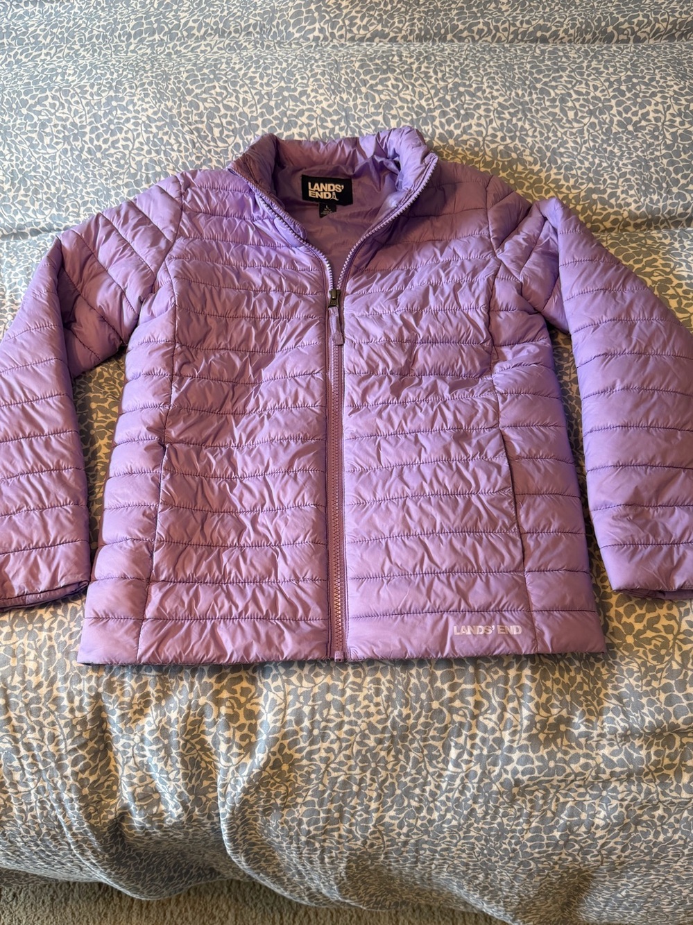 Lands' End Girls' Lilac Quilted Packable Puffer Jacket